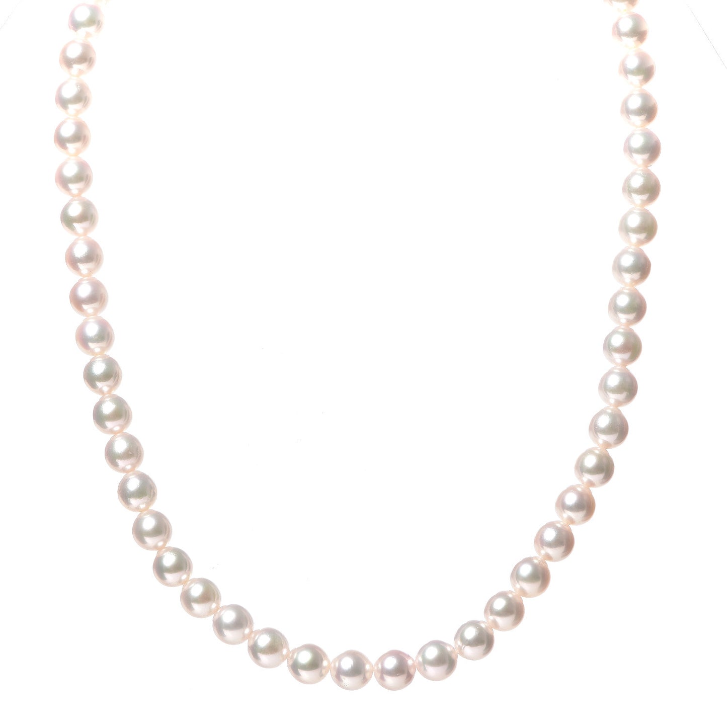 Sterling Silver Akoya Pearl 7.5mm-8mm Pearl Strand Necklace 17