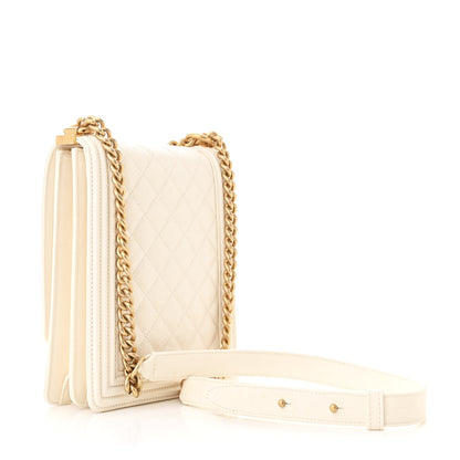 Chanel Caviar Quilted North South Boy Flap White 3 of 12