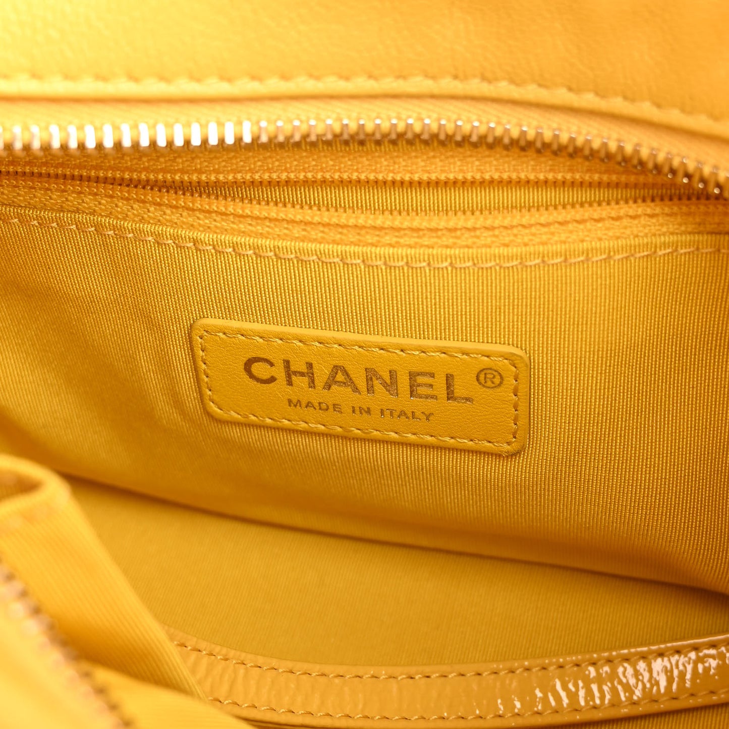 Patent Goatskin Quilted Small Gabrielle Hobo Yellow