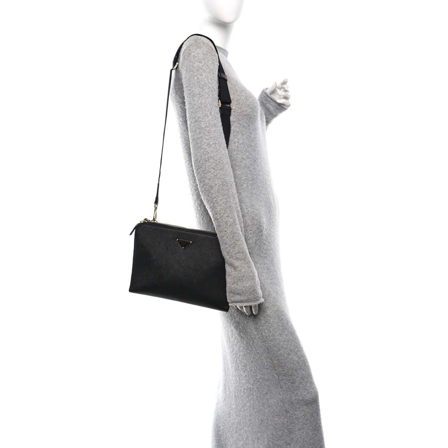 Prada Saffiano Crossbody Bag Black 2 of 9