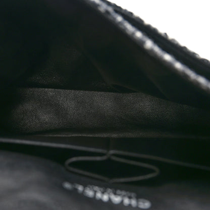 Chanel Tweed Quilted Medium Double Flap Black Grey 5 of 11