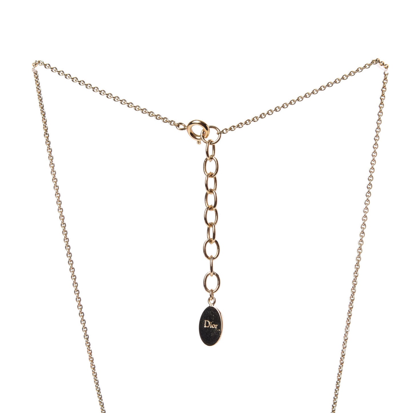 Metal Crystal Pearl Cannage Mise En Dior Tribal Necklace Gold