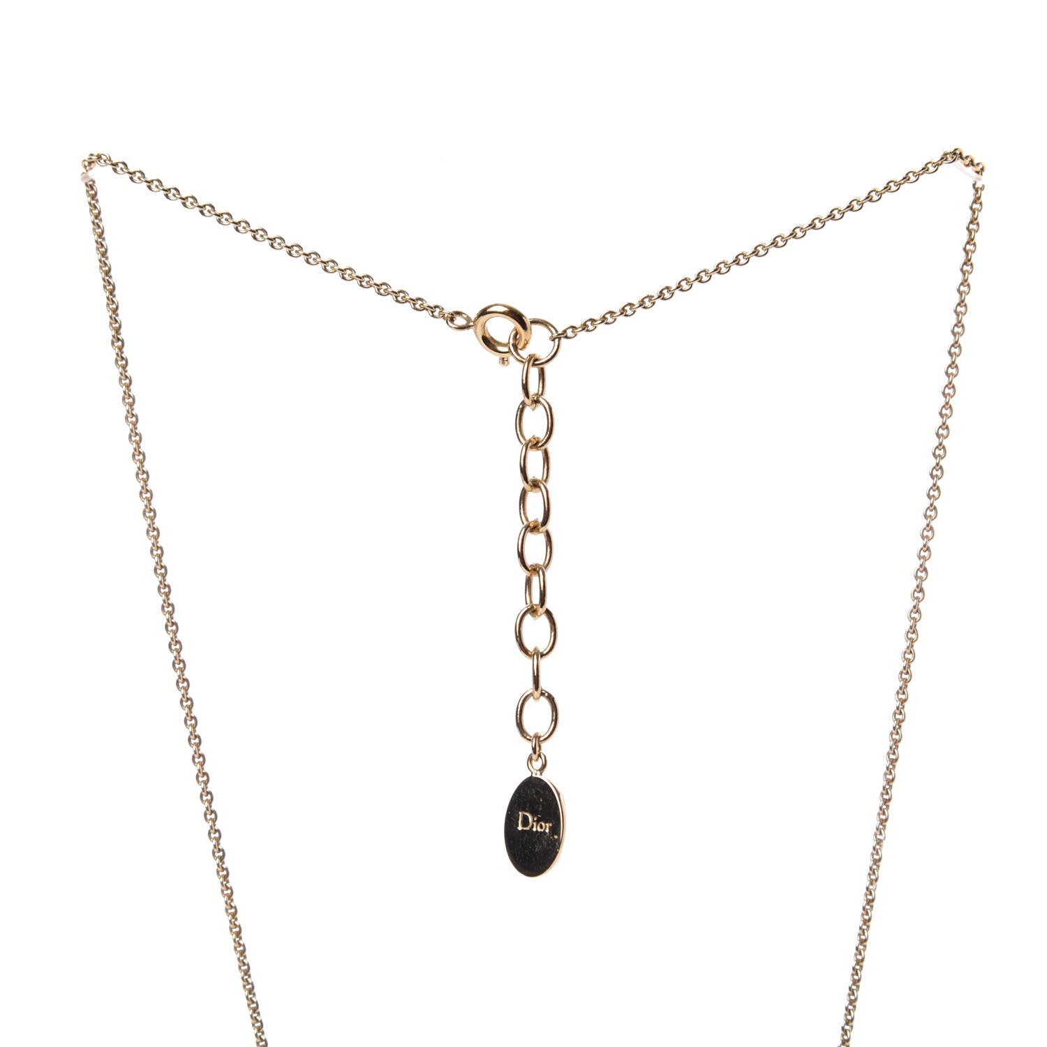Christian Dior Metal Crystal Pearl Cannage Mise En Dior Tribal Necklace Gold 4 of 4