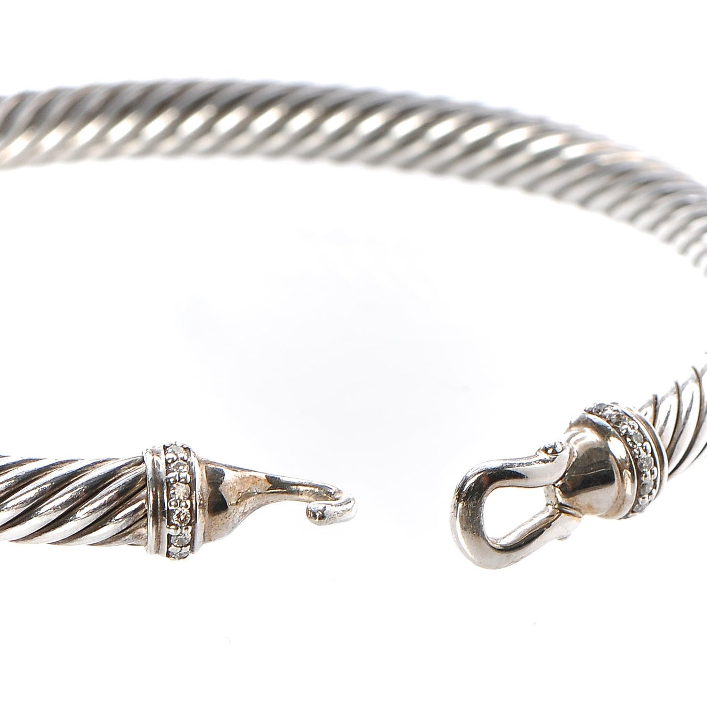 Sterling Silver Diamond 5mm Cable Buckle Bracelet