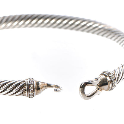 David Yurman Sterling Silver Diamond 5mm Cable Buckle Bracelet 5 of 5