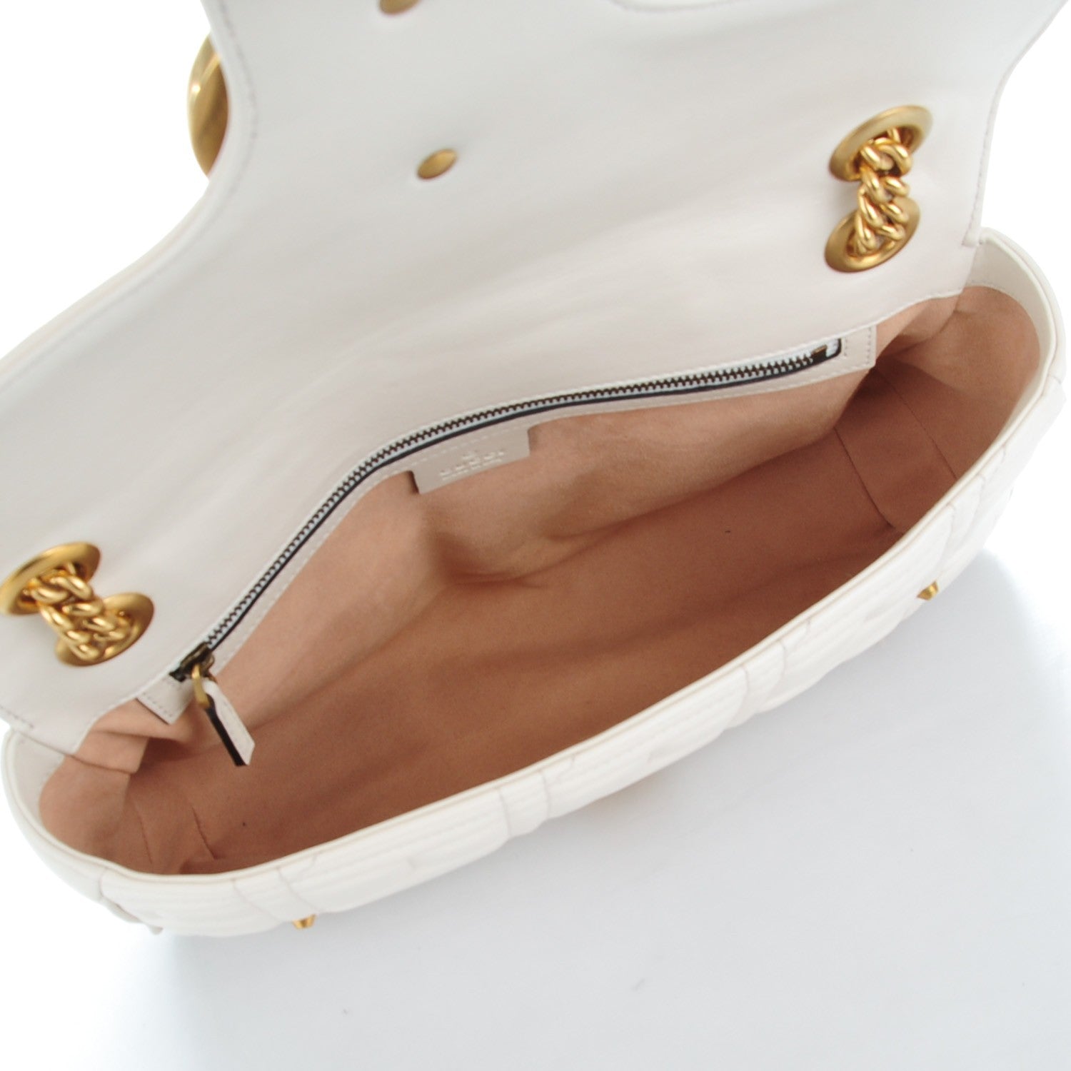 Gucci Calfskin Matelasse Studded Medium GG Marmont Shoulder Bag White 5 of 7