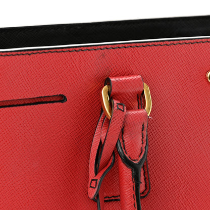 Prada Saffiano Bi-Color Medium Galleria Double Zip Tote Rosso Black 10 of 13