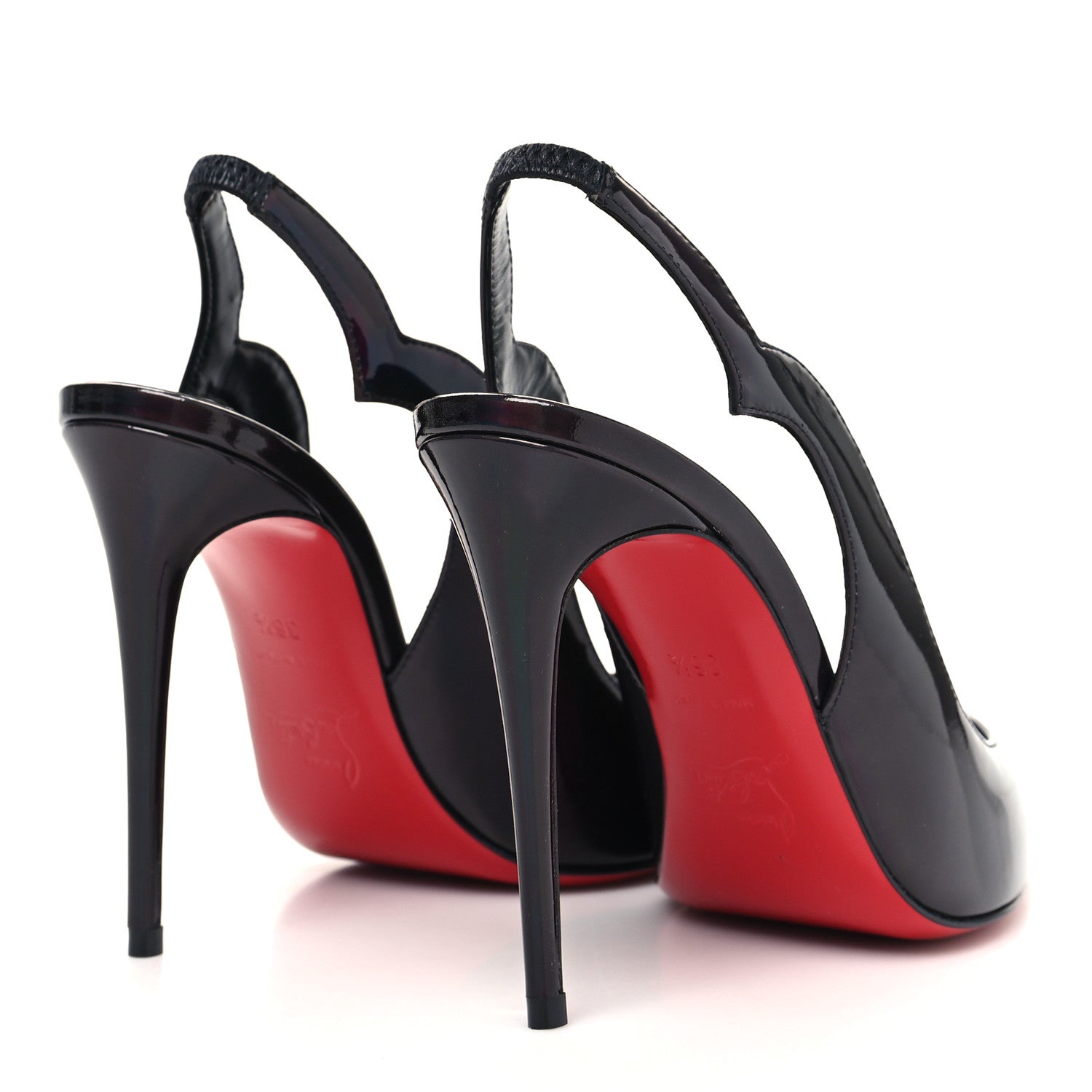 Christian Louboutin Metallic Patent Psychic Hot Chick Slingback 100 Pumps 36.5 Black 4 of 8