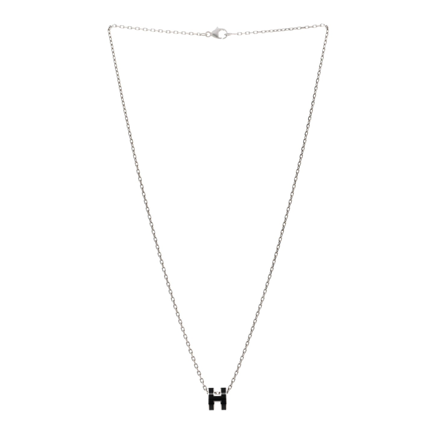 Lacquered Palladium Mini Pop H Pendant Necklace Black