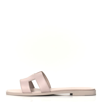 Hermes Box Calfskin Oran Sandals 36.5 Rose Pale 1 of 9