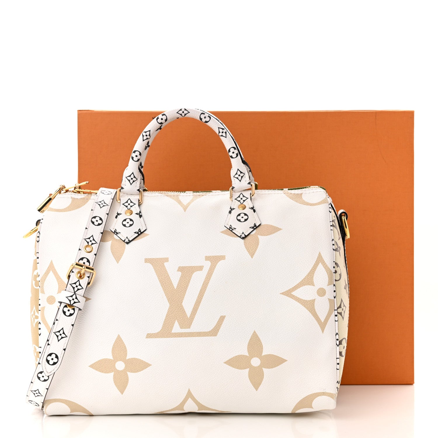 Louis Vuitton Monogram Giant Speedy Bandouliere 30 Kaki Beige 10 of 10