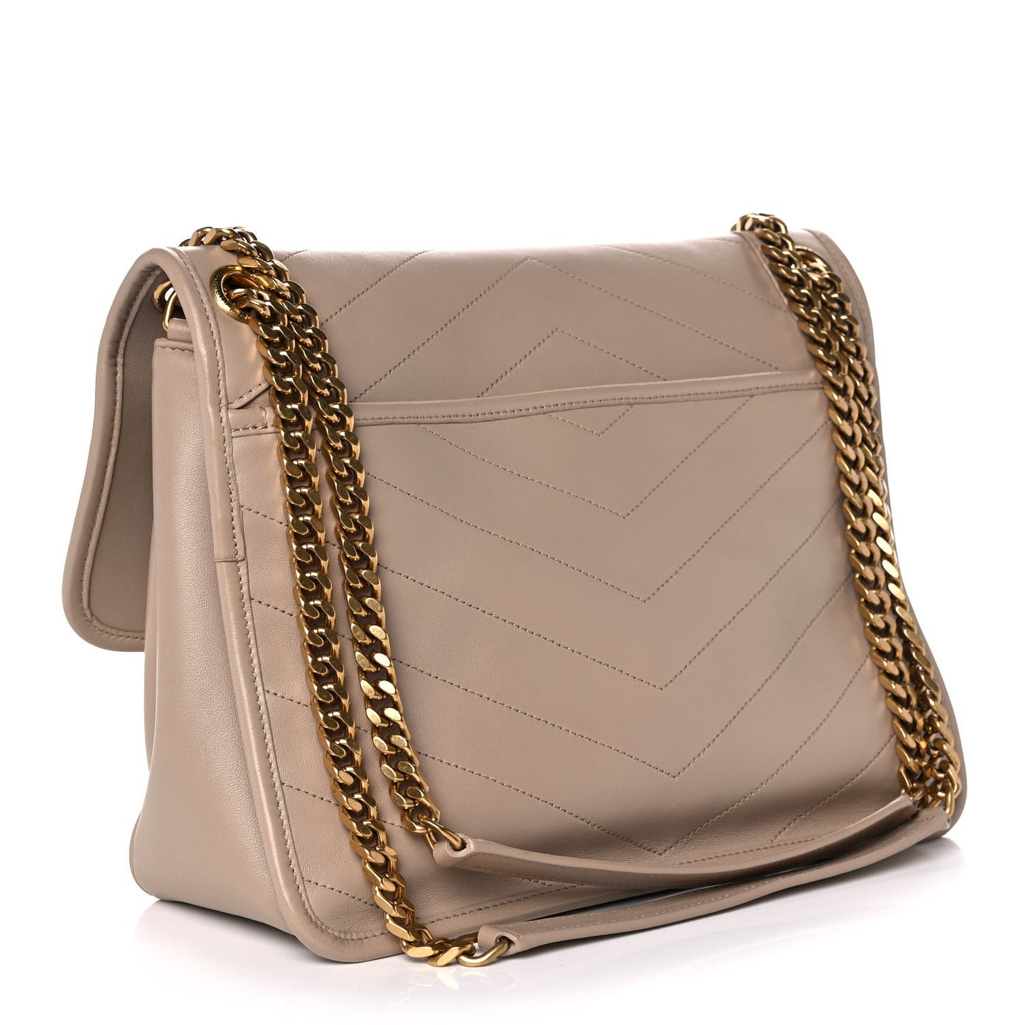 Lambskin Matelasse Monogram Medium Niki Chain Satchel Dark Beige