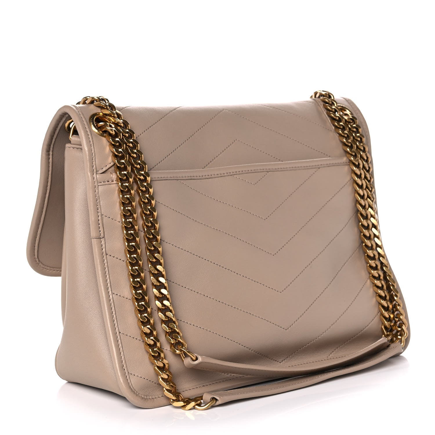 Saint Laurent Lambskin Matelasse Monogram Medium Niki Chain Satchel Dark Beige 3 of 16