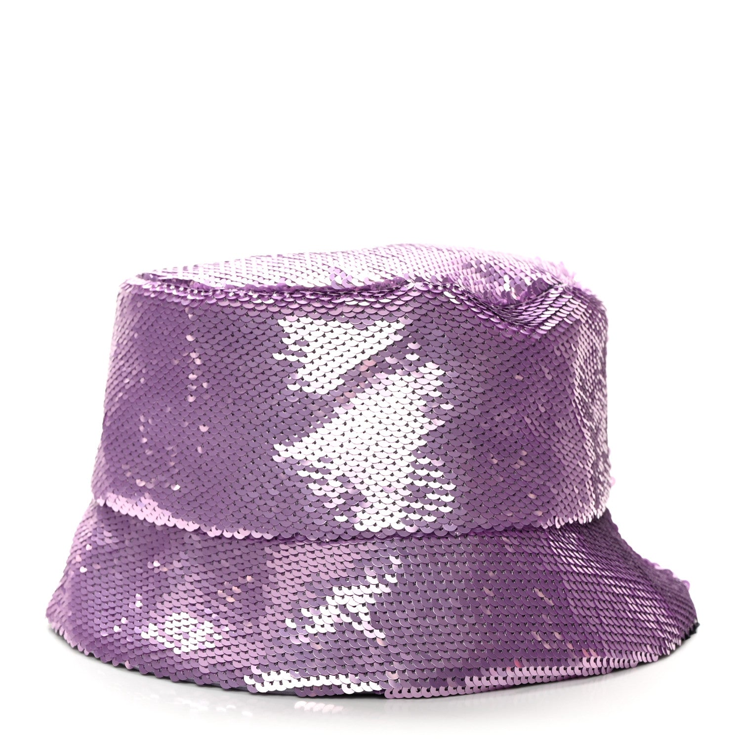 Prada Paillettes Triangle Logo Womens Bucket Hat M Purple 5 of 8