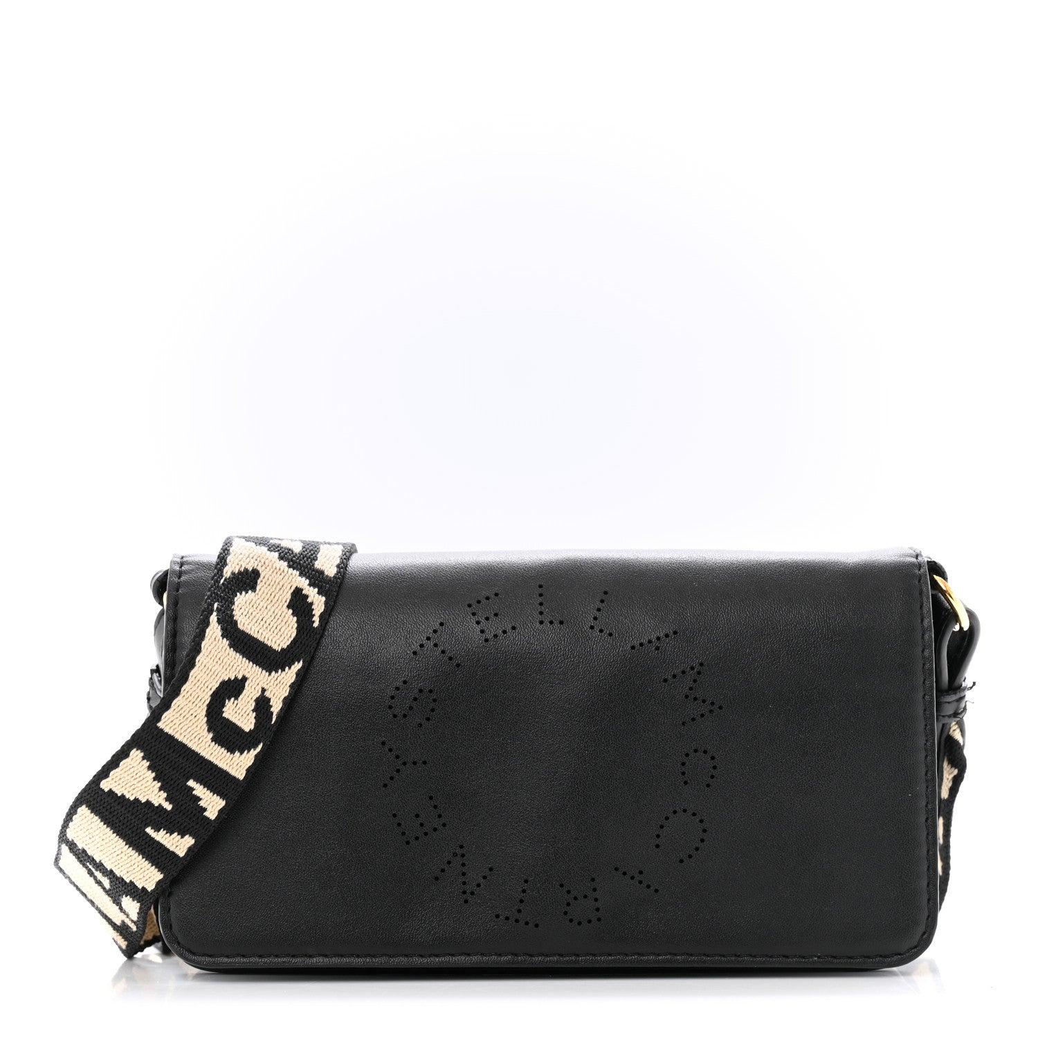 Stella McCartney Eco Alter Nappa Perforated Logo Mini Crossbody Bag Black 1 of 12