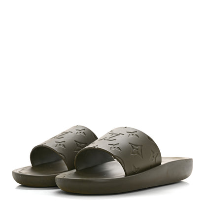 Louis Vuitton Rubber Monogram Embossed Sunbath Flat Mule 37 Kaki 4 of 9