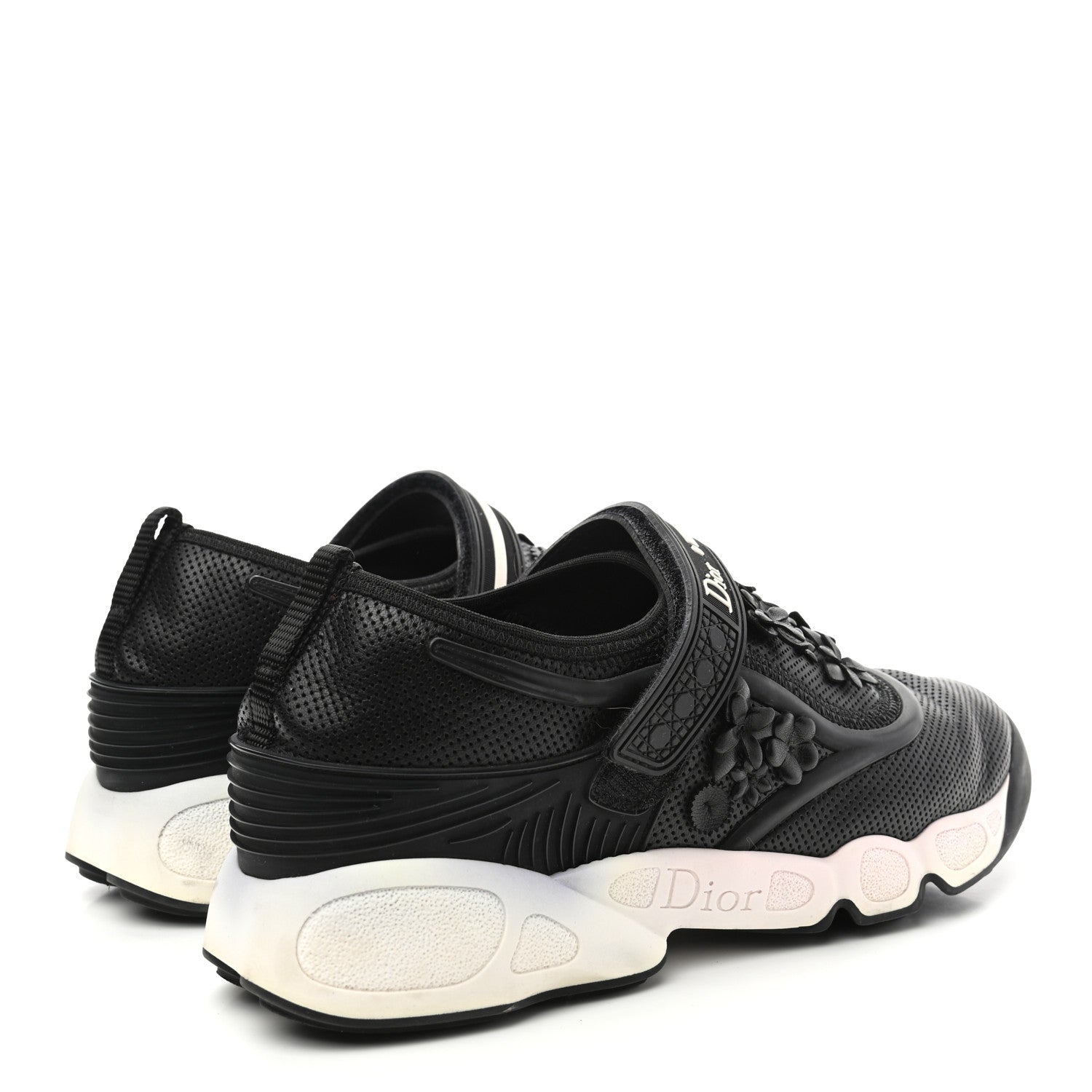 Christian Dior Perforated Lambskin Embellished Dior Fusion Sneakers 40 Black 3 of 8