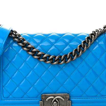 Chanel Patent Calfskin Quilted Medium Boy Flap Blue 8 of 12