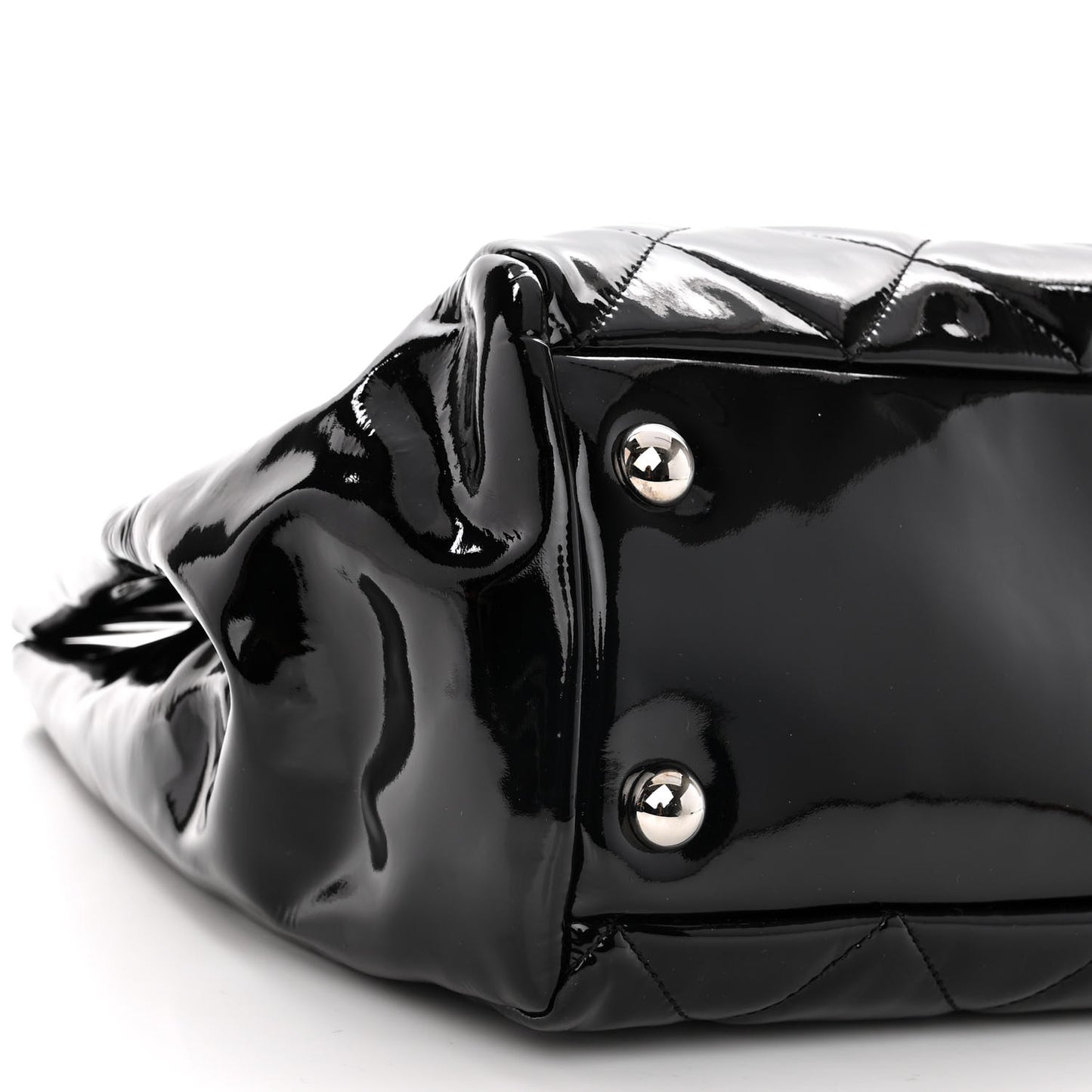 Patent Quilted Large Cells Tote Black Black