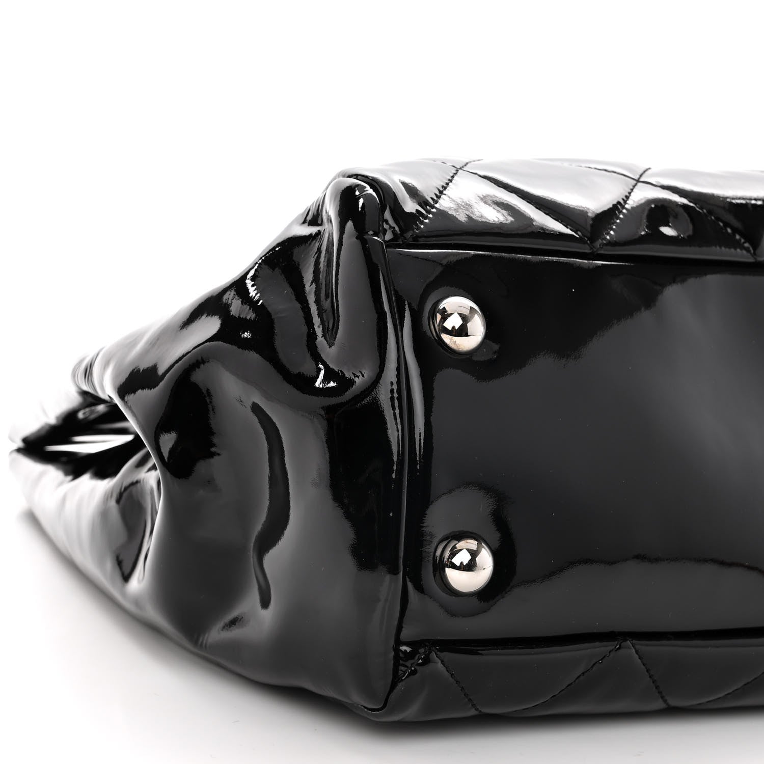 Chanel Patent Quilted Large Cells Tote Black Black 8 of 9