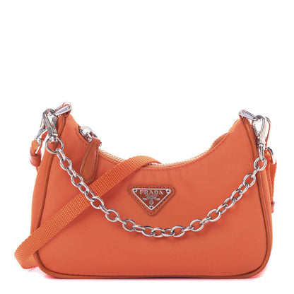 Prada Tessuto Nylon Saffiano Mini Re-Edition 2000 Shoulder Bag Arancio 1 of 10