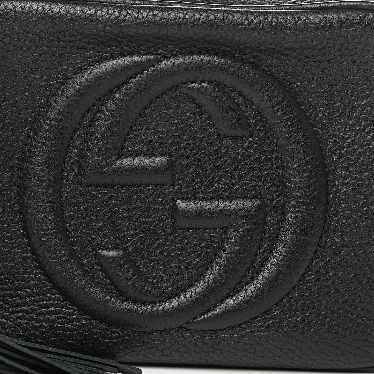 Pebbled Calfskin Small Soho Disco Bag Black