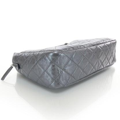 Chanel Metallic Aged Calfskin Quilted Large Reissue Camera Case Silver 4 of 9