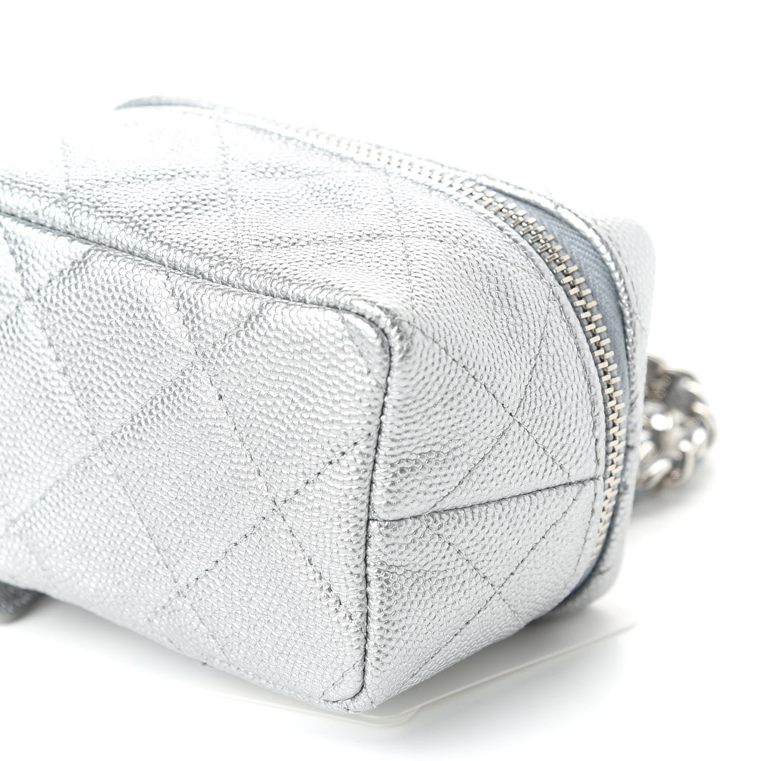 Chanel Metallic Caviar Quilted Mini Top Handle Vanity With Chain Silver 7 of 11