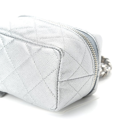 Chanel Metallic Caviar Quilted Mini Top Handle Vanity With Chain Silver 7 of 11