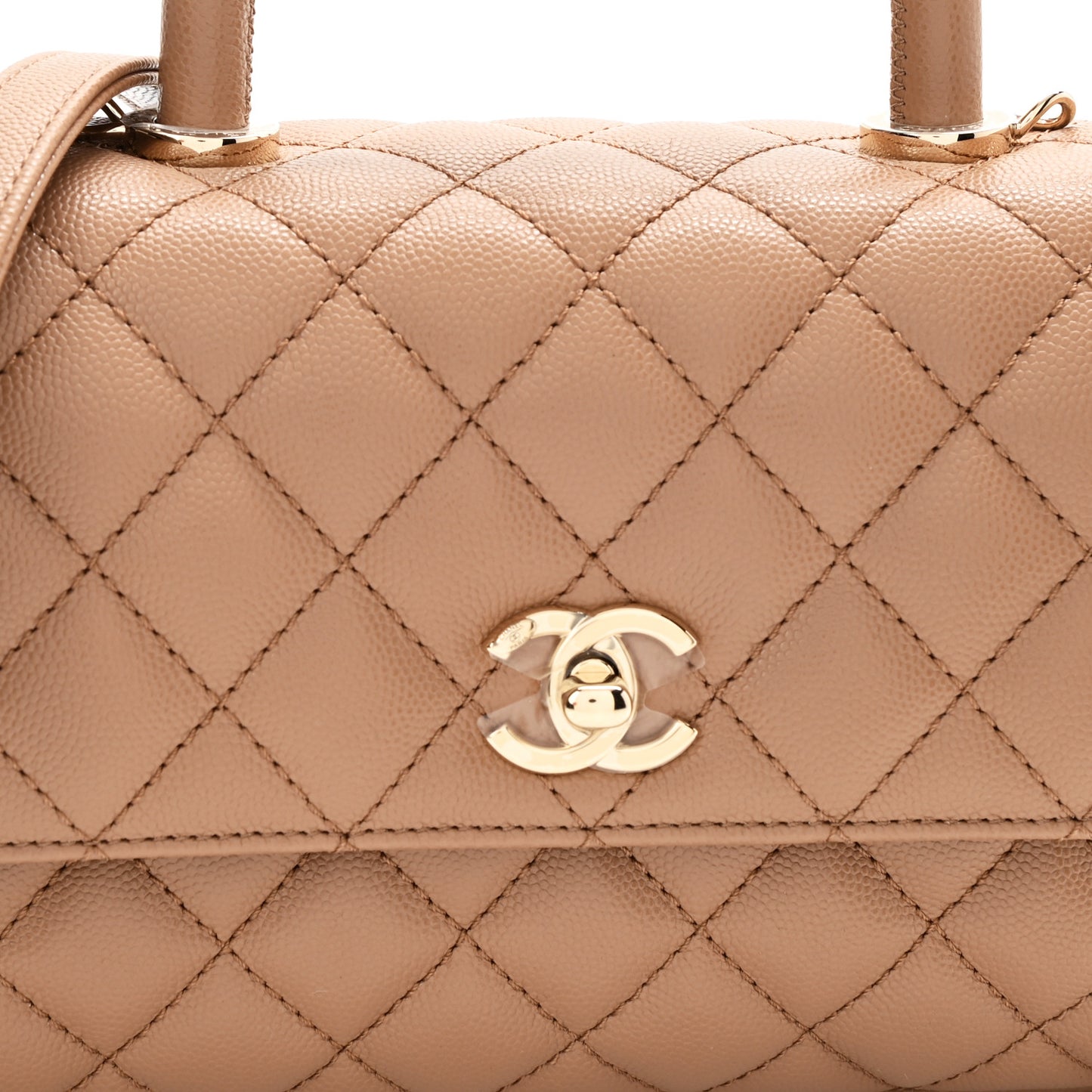 Caviar Quilted Mini Coco Handle Flap Brown