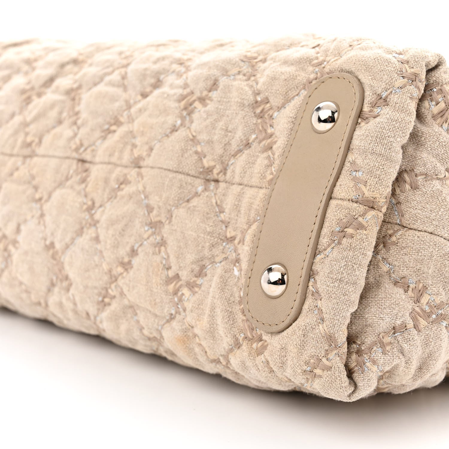 Chanel Canvas Quilted Tweed Stitch Bubble Shopping Tote Beige 10 of 10