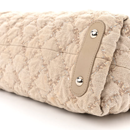 Chanel Canvas Quilted Tweed Stitch Bubble Shopping Tote Beige 10 of 10