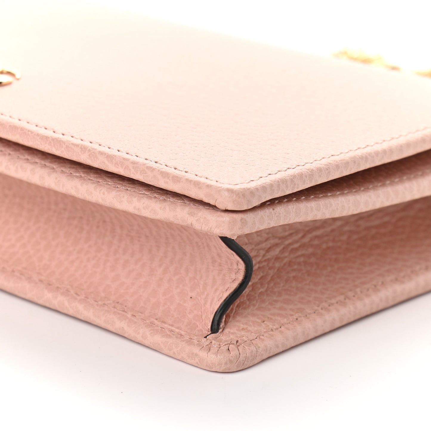 Dollar Calfskin Mini GG Marmont Chain Wallet Perfect Pink