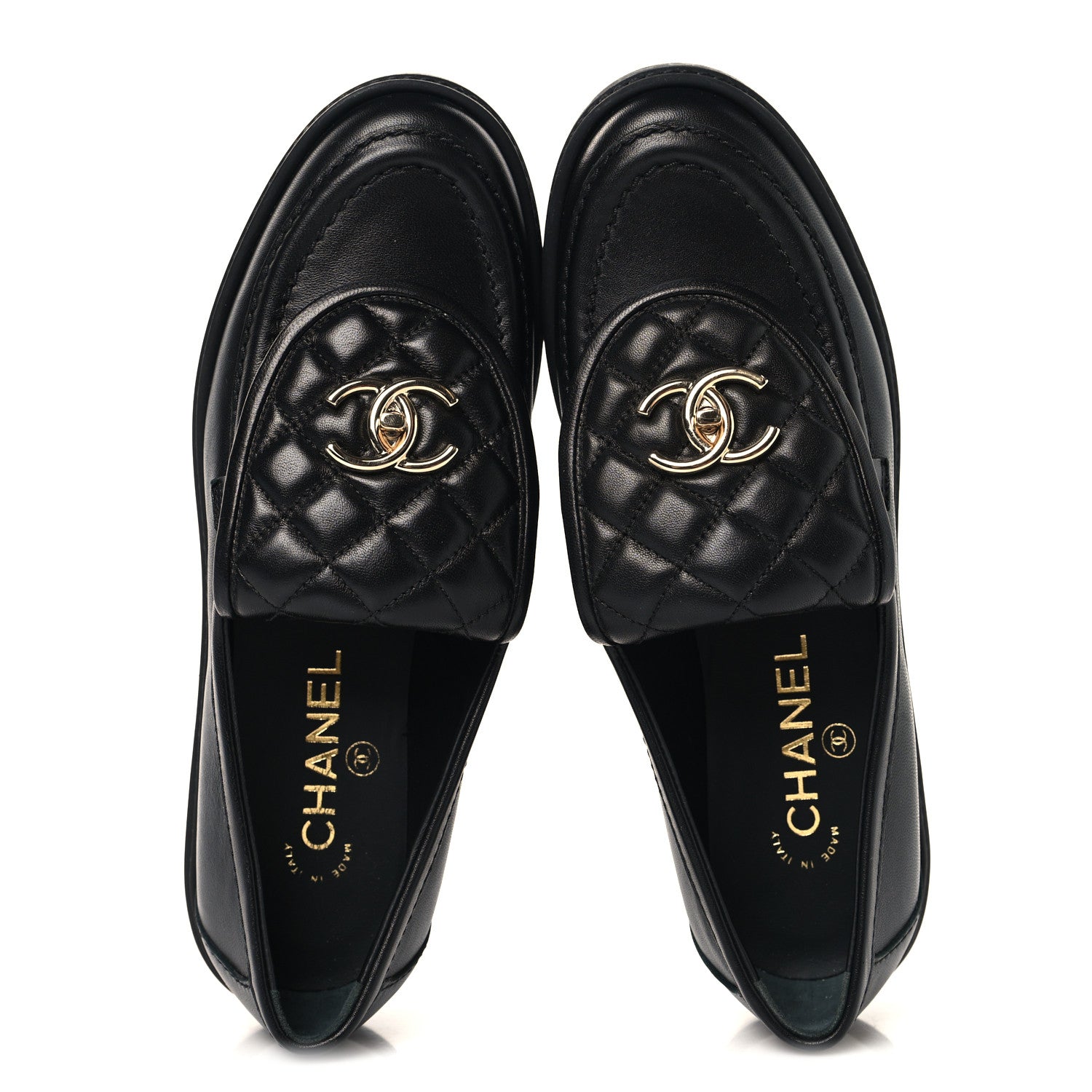 Chanel Lambskin Quilted CC Turnlock Loafers 38 Black 2 of 9