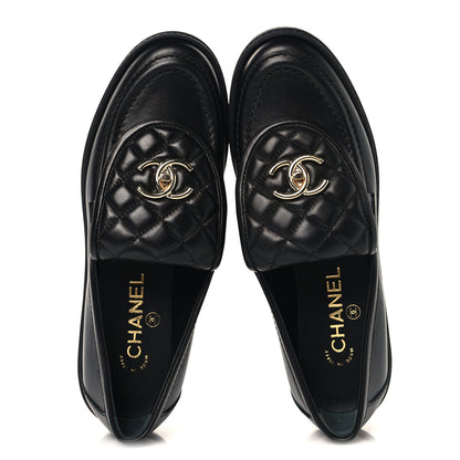 Chanel Lambskin Quilted CC Turnlock Loafers 38 Black 2 of 9