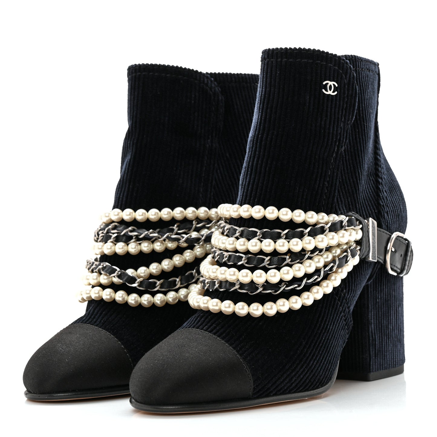 Velvet Satin Cap Cap Toe Short Boots 39 Navy Black