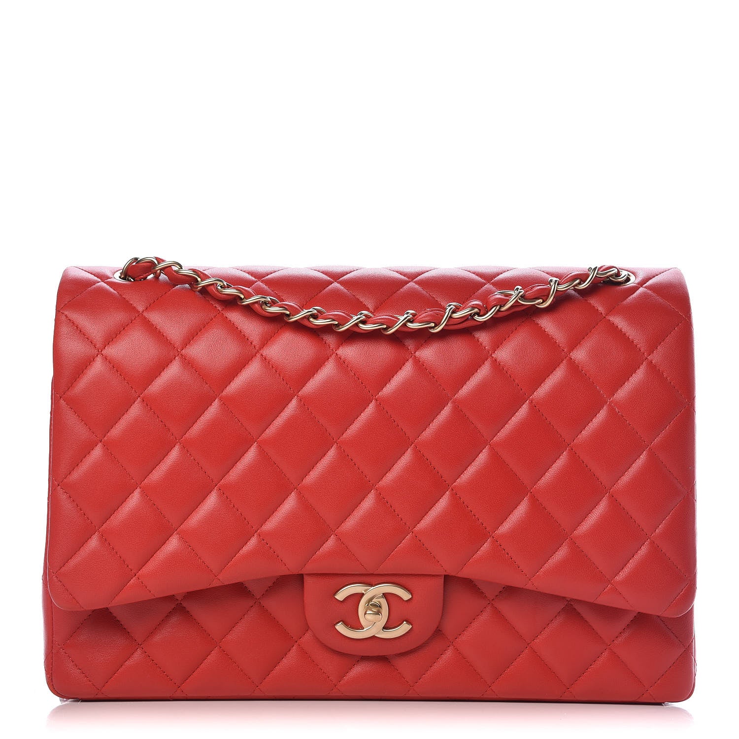 Chanel Lambskin Quilted Maxi Double Flap Red 1 of 17