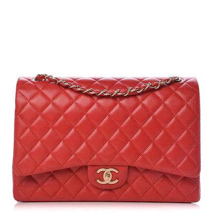 Chanel Lambskin Quilted Maxi Double Flap Red 1 of 17