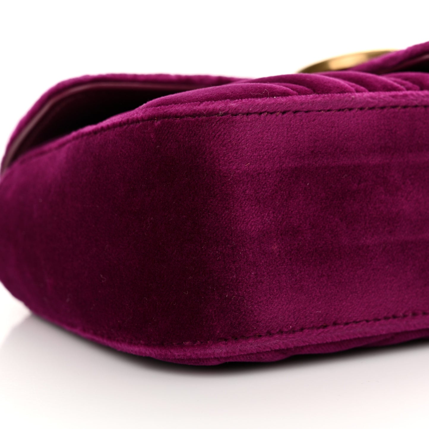 Velvet Matelasse Mini GG Marmont Shoulder Bag Fuchsia Violet Cyclamen
