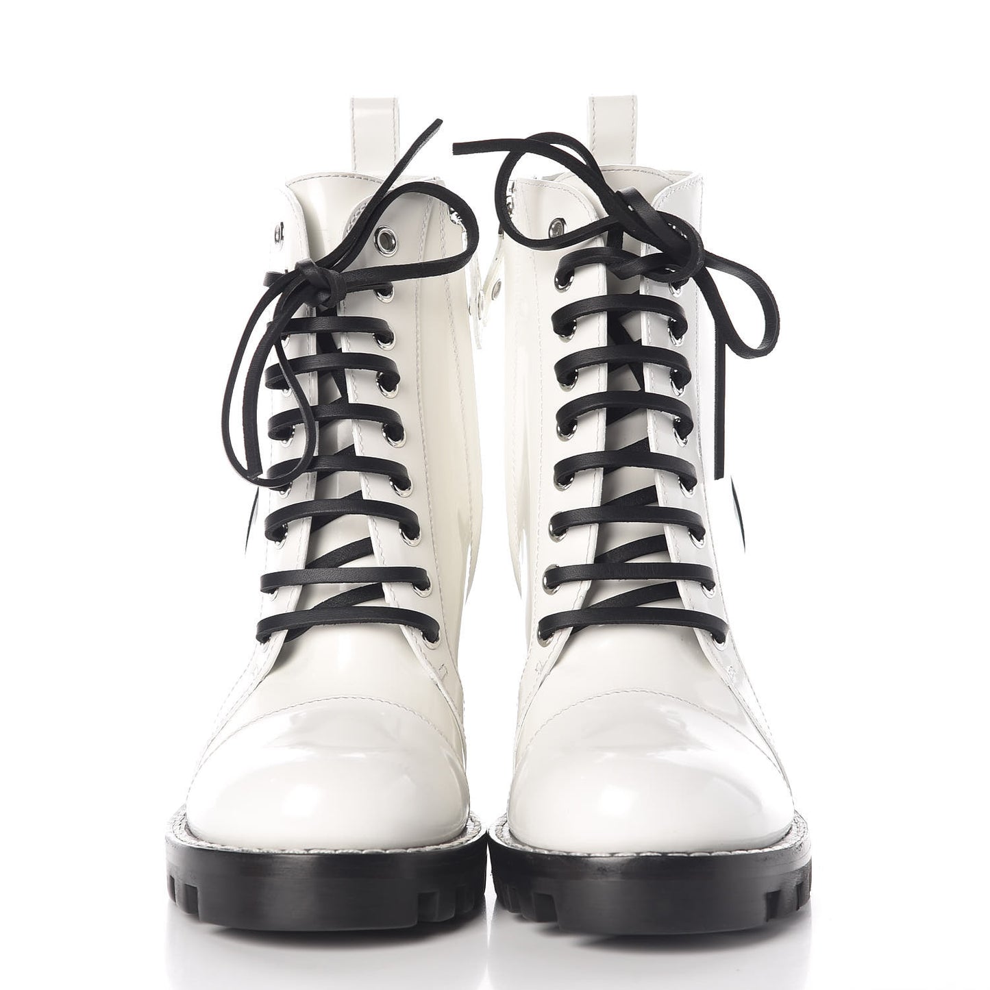 Patent Calfskin Star Trail Ankle Boots 36 White