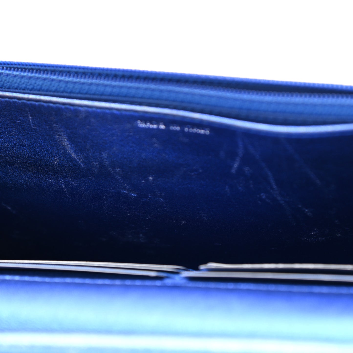 Metallic Patent Calfskin Quilted Boy Wallet On Chain WOC Blue