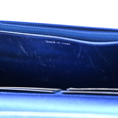 Chanel Metallic Patent Calfskin Quilted Boy Wallet On Chain WOC Blue 12 of 16