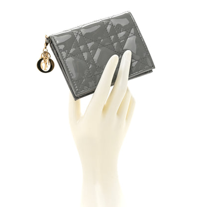 Christian Dior Patent Cannage Mini Lady Dior Wallet Grey 2 of 10