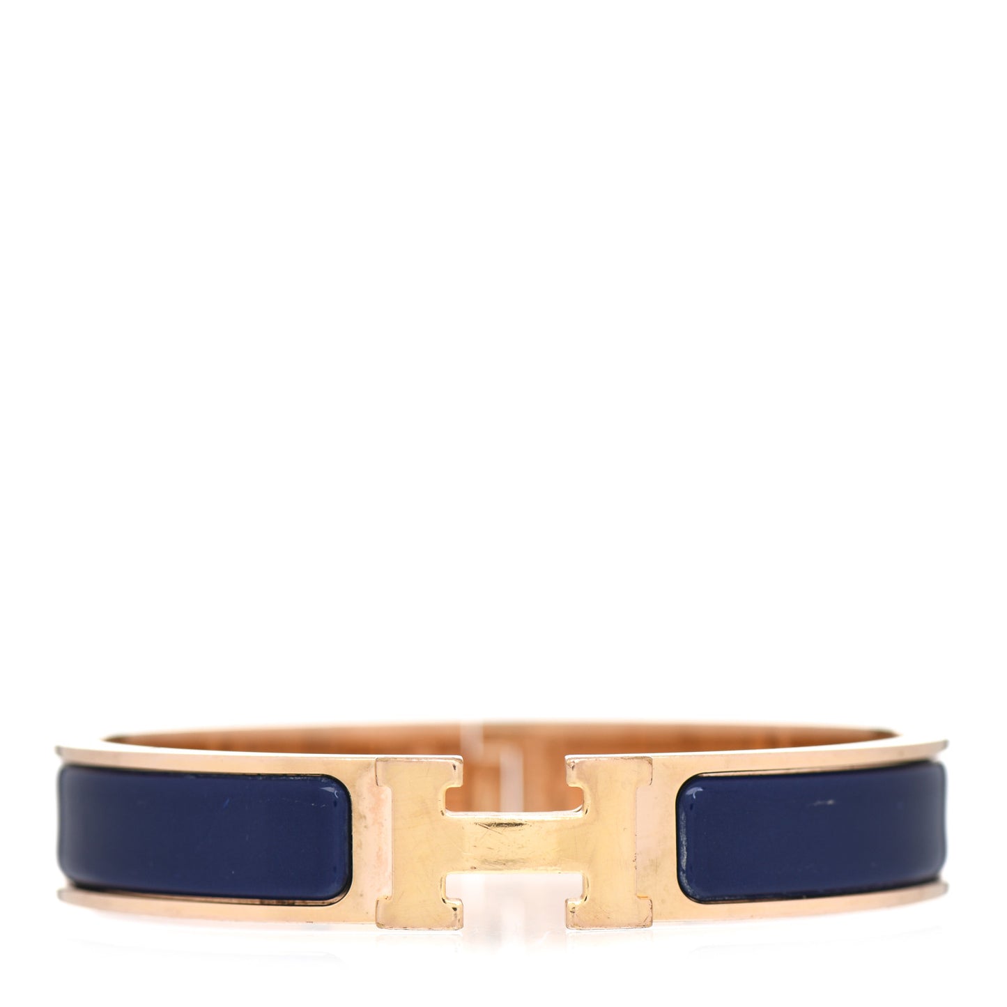 Narrow Enamel Clic Clac H Bracelet GM Bleu Biarritz