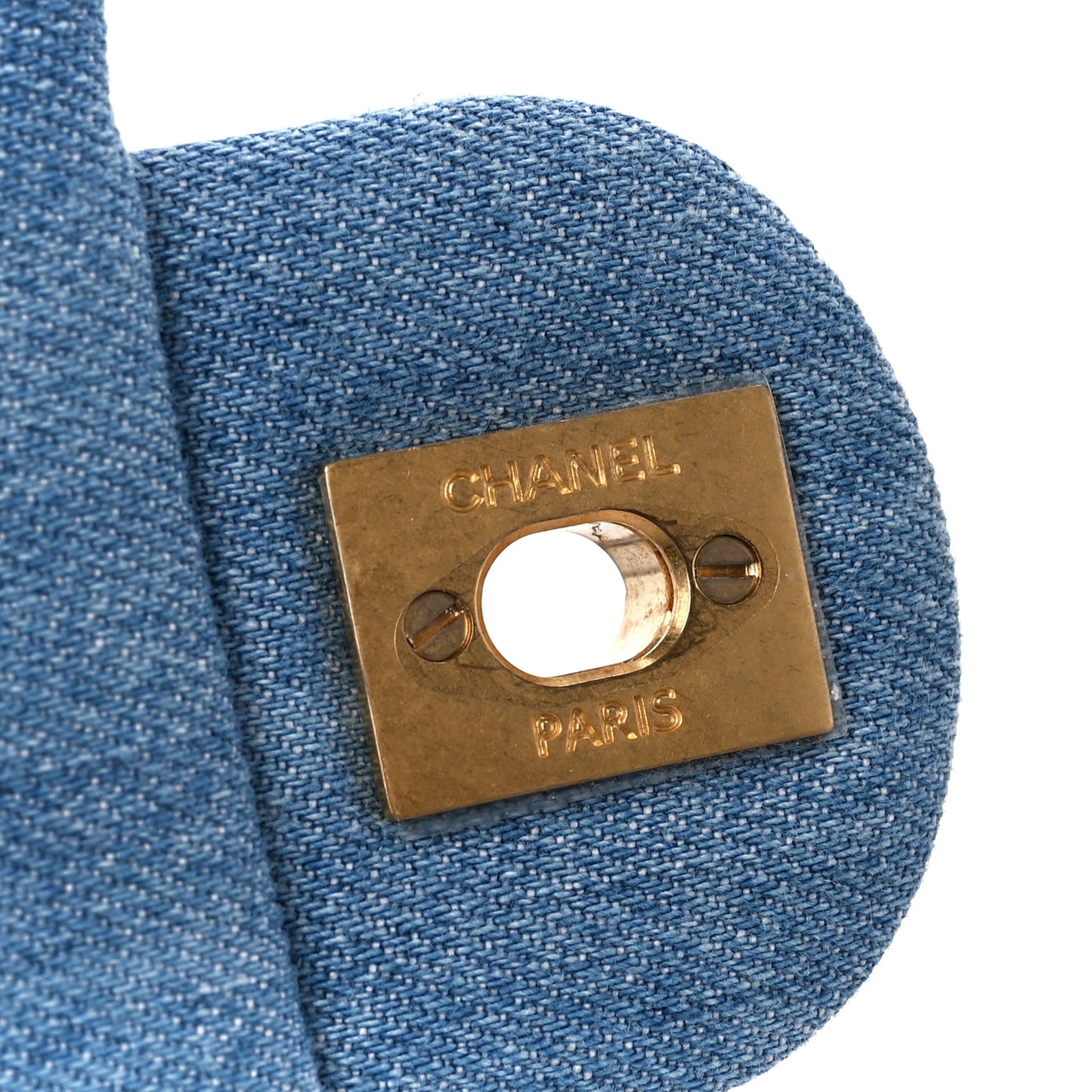 Denim Quilted Mini Pearl Crush Flap Blue