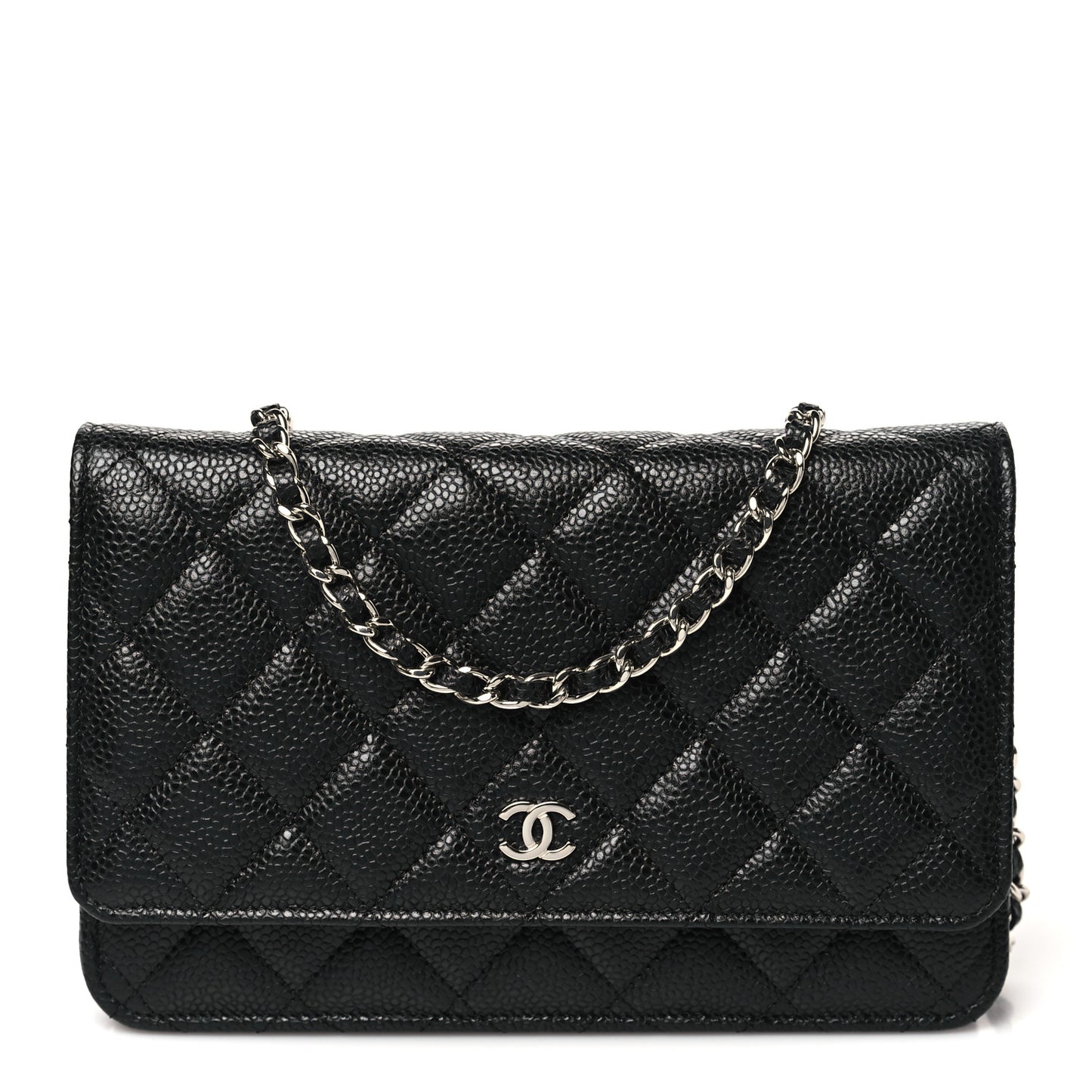 Caviar Quilted Wallet on Chain WOC Black