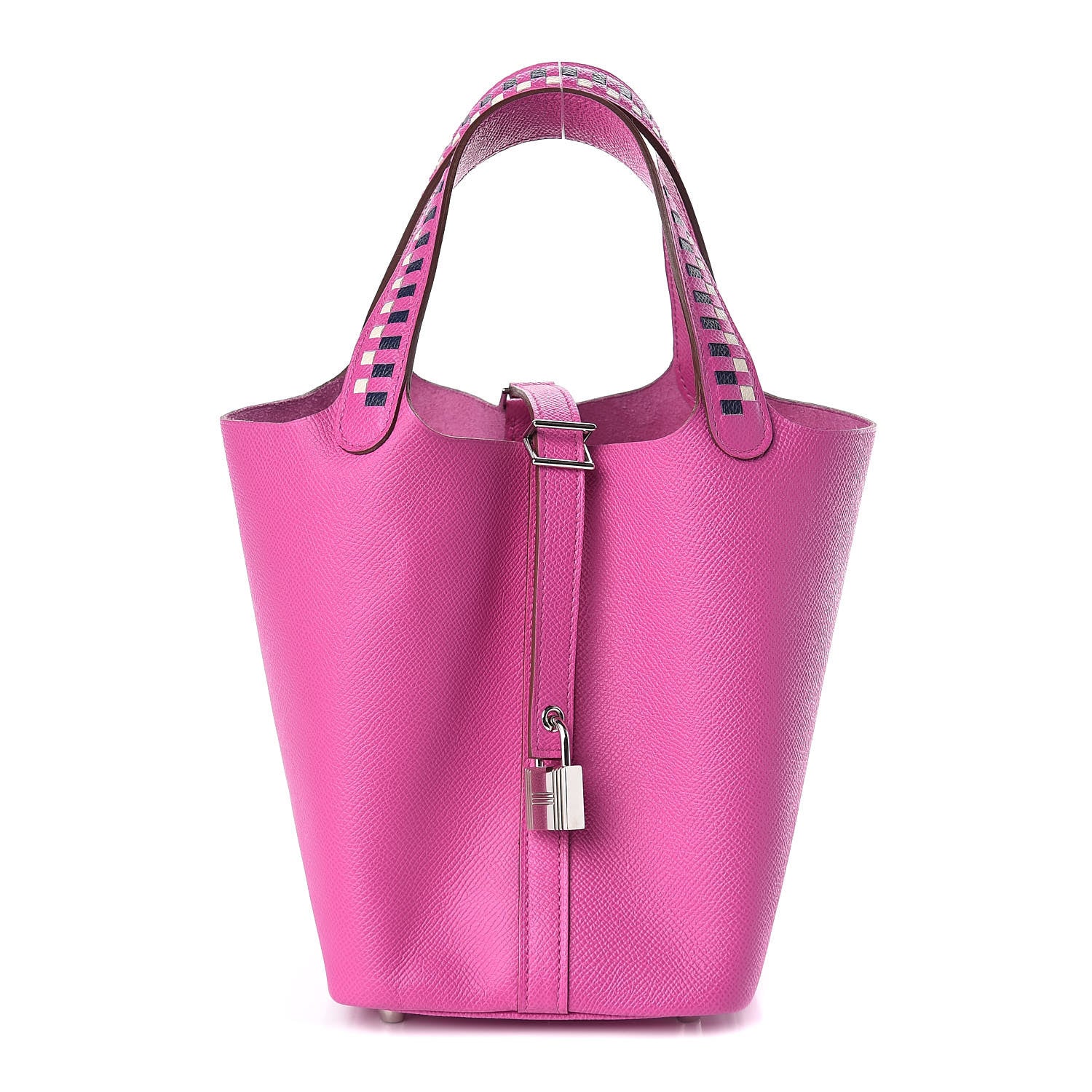 Hermes Epsom Tressage De Cuir Picotin Lock 18 PM Magnolia Bleu Saphir Craie 1 of 9