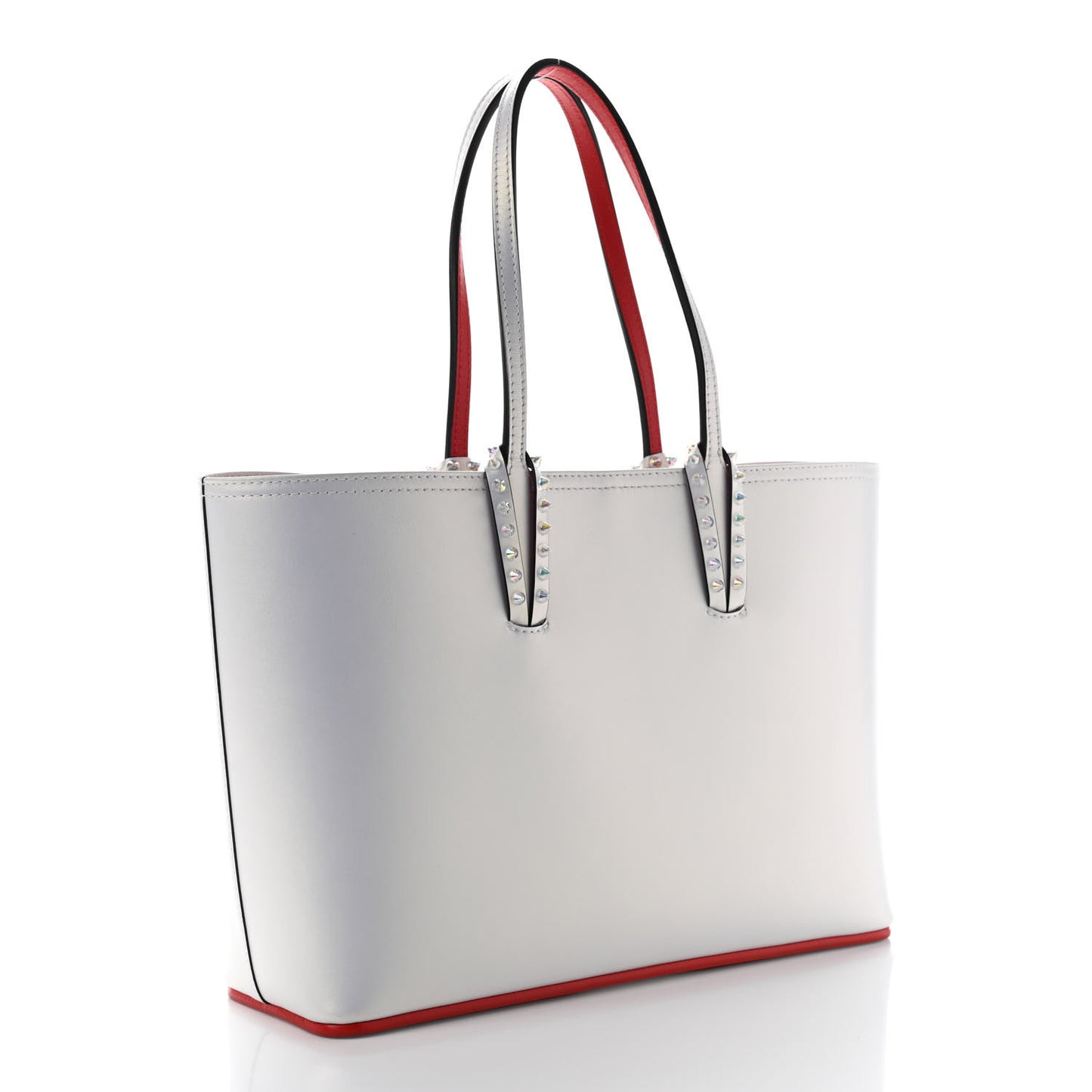 Calfskin Spikes Small East West Cabata Tote Snow