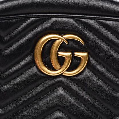 Gucci Calfskin Matelasse Small GG Marmont Chain Shoulder Bag Black 10 of 11