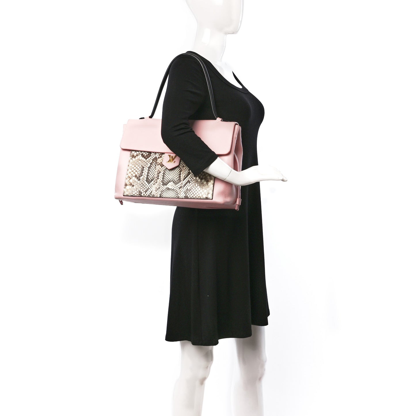 Calfskin Snakeskin Lockme MM Rose Ballerine